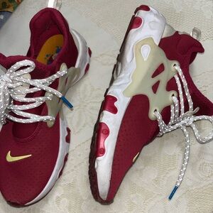 Nike React Presto Burgundy and White Sneakers